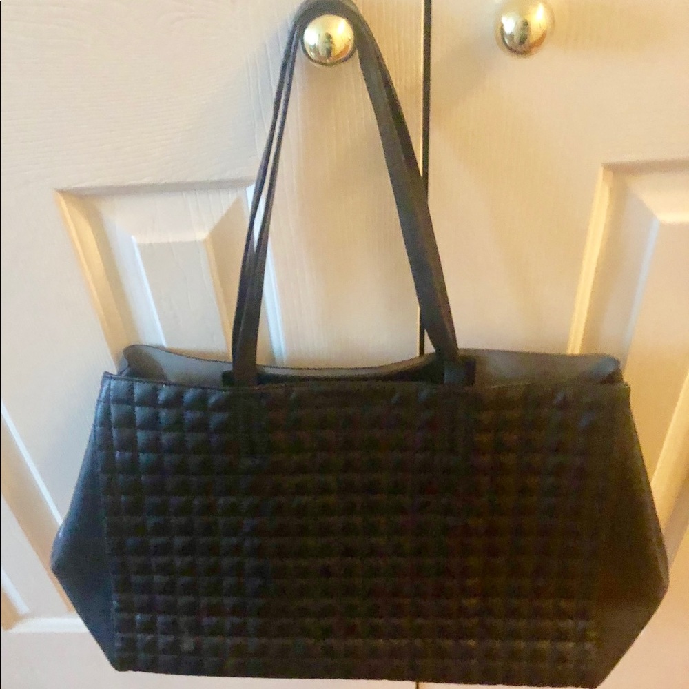 Black leather Banana Republic tote